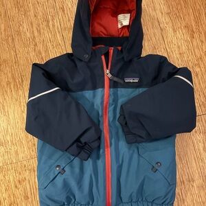 Patagonia Kids' Snow Pile Blue and Red Hooded Jacket